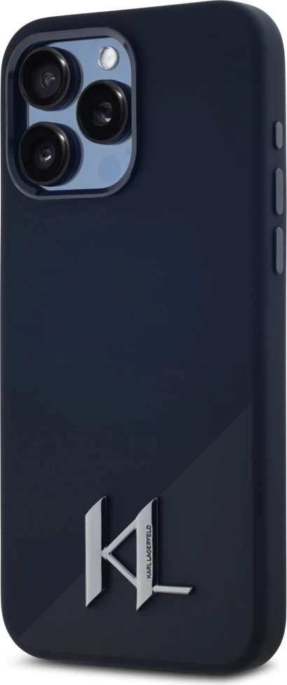 Mbështjellës Karl Lagerfeld Silicone Shadow Metal Initial MagSafe për iPhone 15 Pro, i zi