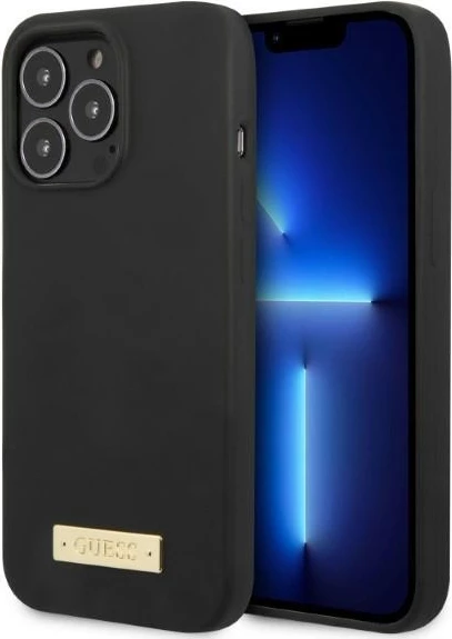 Mbështjellës Guess GUHMP13XSPLK për iPhone 13 Pro Max 6.7", silikon, MagSafe, zi