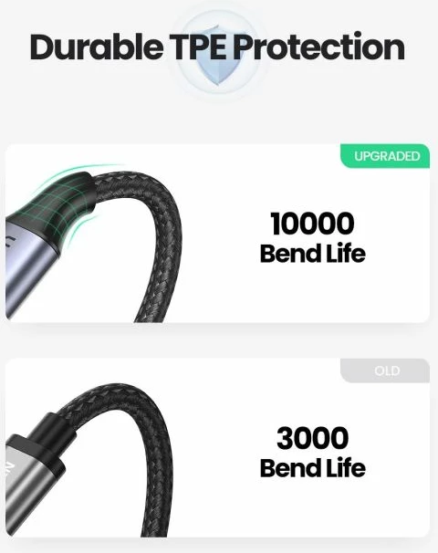 Kabllo Lightning në USB-A UGREEN 60163, 2m, e thurur, MFi, 480 Mbps, bardhë-argjend, me kuti