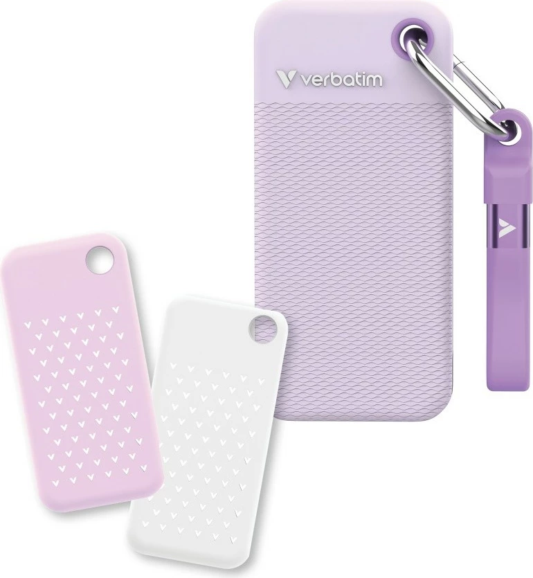 SSD i jashtëm Verbatim Pocket SSD Summer Edition 32322 1TB M.2 USB‑C 3.2 Gen 2 deri 1000MB/s bardhë/vjollcë set me 2 kapakë gome