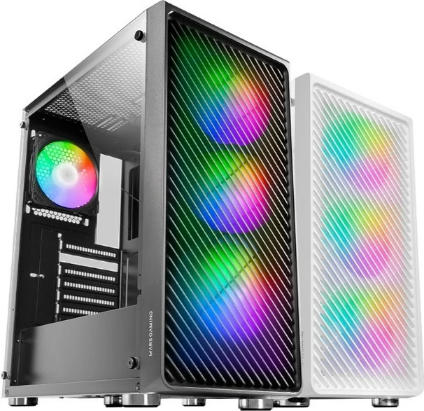 Kasë TACENS MARS MC-F mid tower, për ATX/Micro ATX/Mini ITX, 4x ARGB, xham i kalitur, panel rrjetë, e zezë