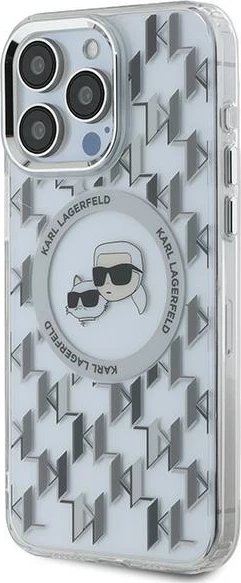 Mbështjellës Karl Lagerfeld IML Monogram Karl & Choupette Head MagSafe për iPhone 15 Pro Max, Transparent
