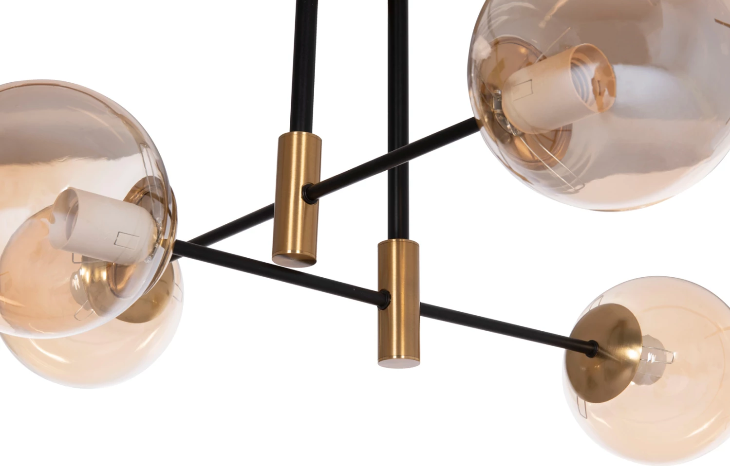 Llambë tavani DREMP, katër drita, e zezë-ari, 68x68x36cm