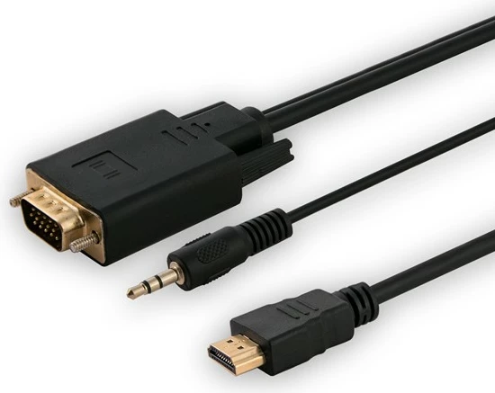 Adapter kabllo HDMI (M) në VGA (M) me audio, Savio CL-198, 1.8 m, i zi