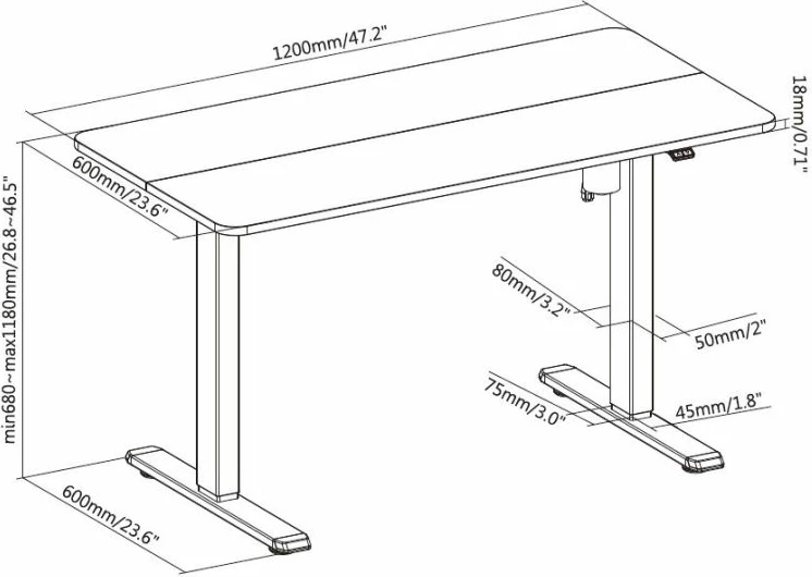 Tavolinë elektrike zyre EQUIP, e zezë