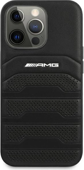 Mbështjellës Mercedes AMG Debossed Lines për iPhone 14 Pro 6.1", lëkurë, i zi