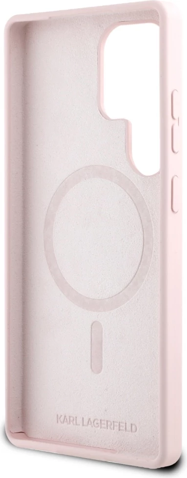Mbështjellës Karl Lagerfeld Silicone Double Heads And Circle MagSafe për Samsung Galaxy S25 Ultra, Rozë