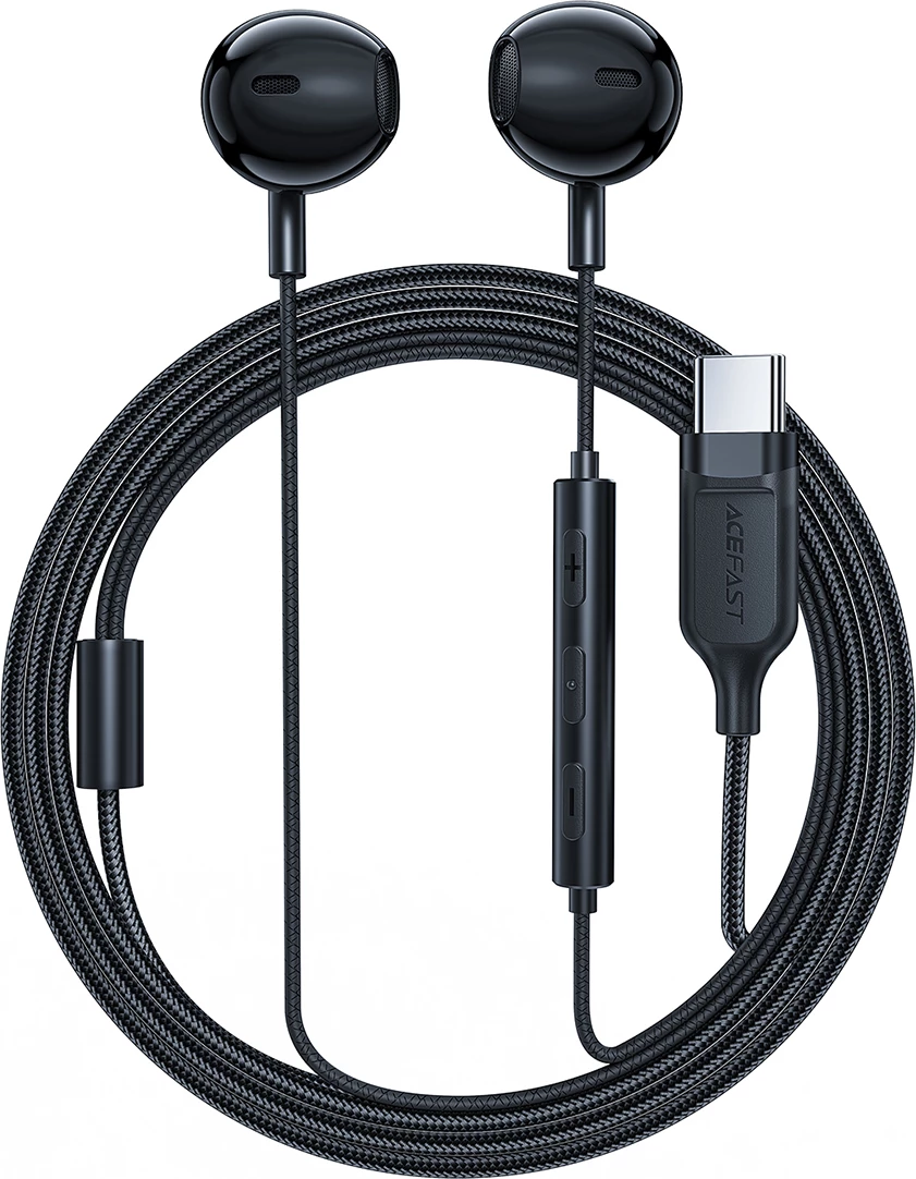 Kufje Acefast L2 in-ear me USB-C, mikrofon dhe komandë, 1.2m, Zezë