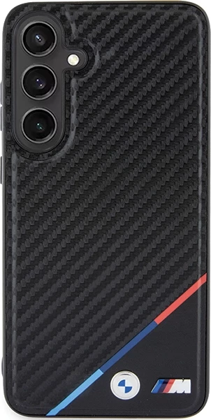 Mbështjellës BMW BMHMS24S23PUDTK Carbon Tricolor Line MagSafe për Samsung Galaxy S24, i zi