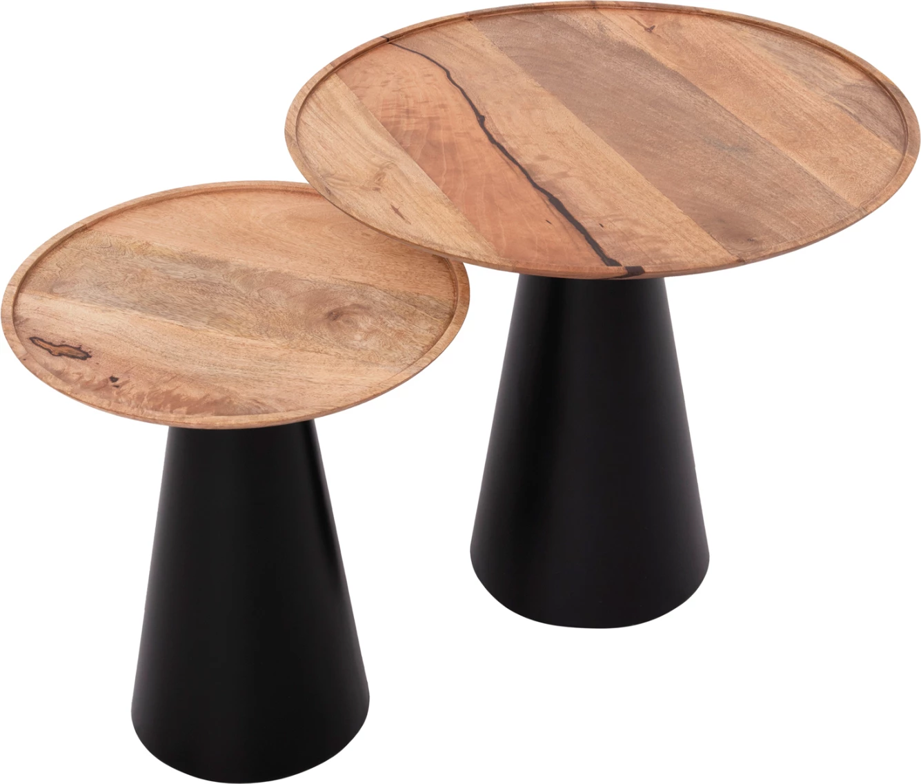 Tavolina kafeje 2 copë RIFF FH9997, dru mango, baza hekuri, Φ60 & Φ40 cm.