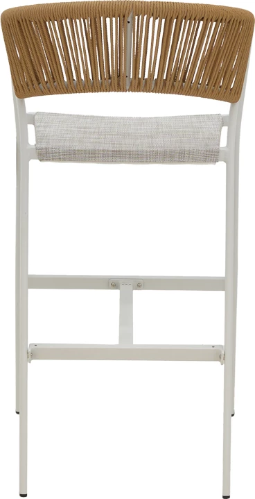 Karrige për bar alumini Phoenix, e grumbullueshme, kornizë e bardhë-tekstilen natyrale rattan, 53x58x103cm