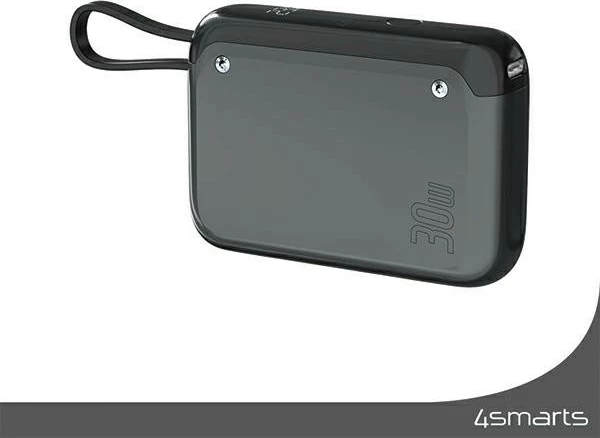 Powerbank 4smarts KAT06964 10000mAh 30W me kabllo USB-C të integruar 15cm me ekran LCD gri
