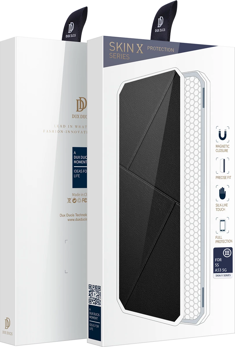 Mbështjellës Dux Ducis Skin X për Samsung Galaxy A73, me kapak dhe xhep, i zi