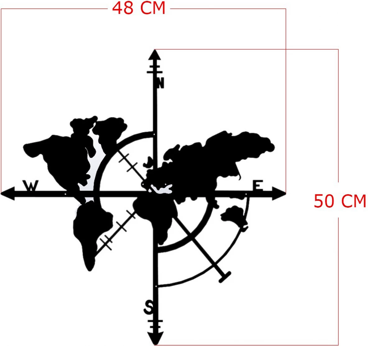 Dekor muri metalik hartë bote, ngjyrë e zezë, FH7214, 48x50 cm