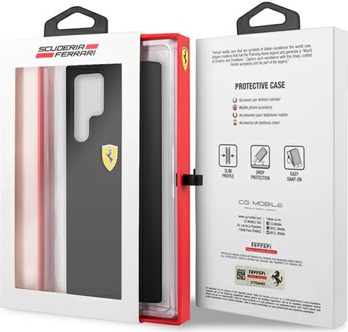 Mbështjellës Ferrari On Track Silicone për Samsung Galaxy S22 Ultra, i zi