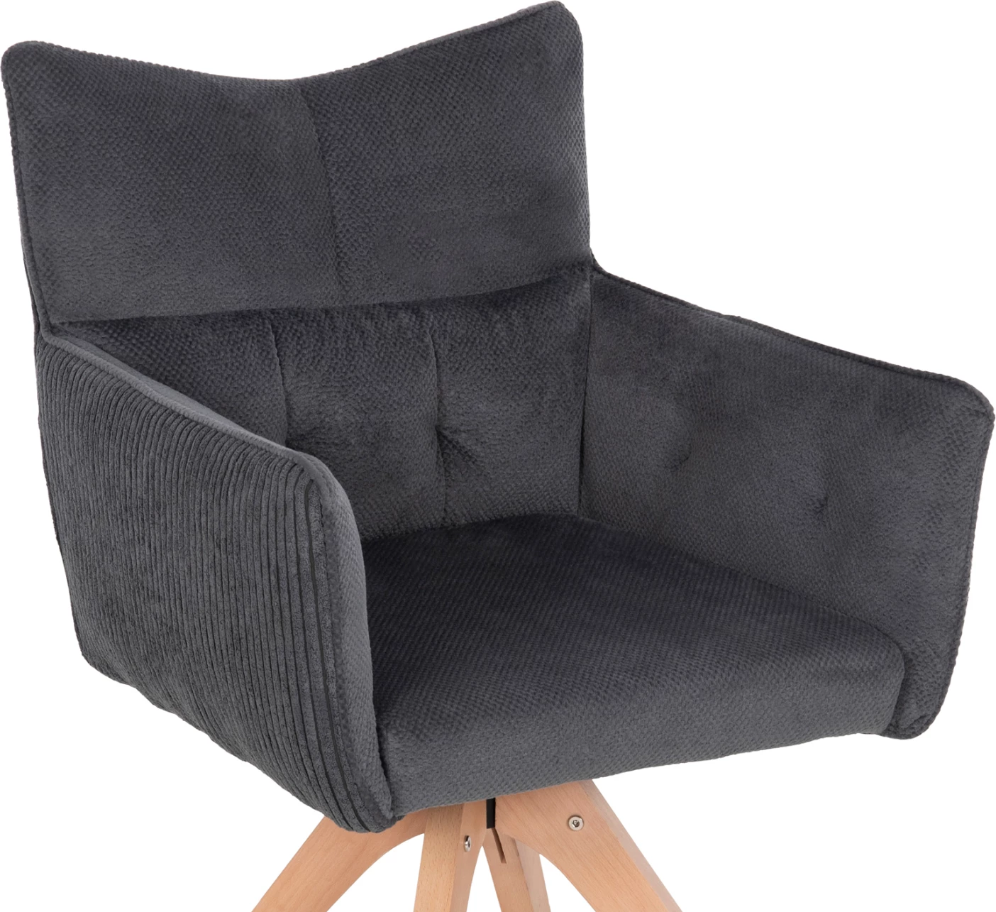 Karrige ngrënieje me krahë QUILL FH9843.03, pëlhurë gri, këmbë druri ahu, 61x57,5x91H cm., set prej 2 copë