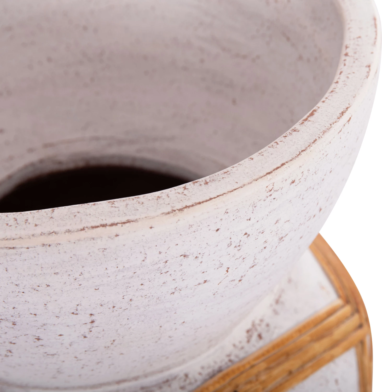 Vazo dekorative për dysheme MAYNARD, çimento fiber, ngjyrë e bardhë, ratan, Φ27.5x50Hcm