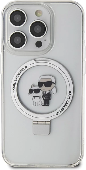 Mbështjellës Karl Lagerfeld Ring Stand Karl&Choupette MagSafe për iPhone 13 Pro/13, i bardhë