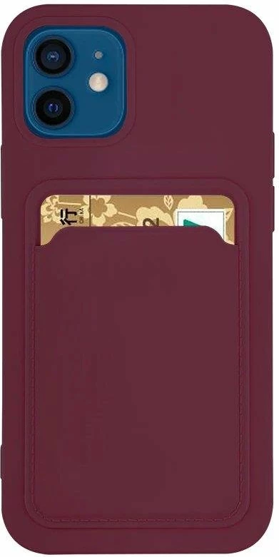 Mbështjellës Hurtel Card Case për Samsung Galaxy A22 4G, silikon, me xhep për kartela, bordo