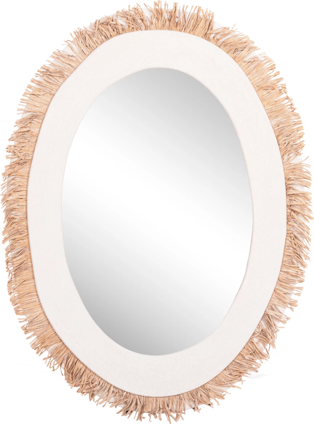 Pasqyrë muri Santorini FH4528 MDF, ngjyrë e bardhë, dekor bezhë, 60x2x80 cm