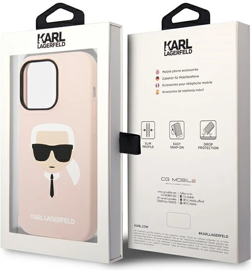 Mbështjellës Karl Lagerfeld KLHCP14XSLKHLP për iPhone 14 Pro Max, silikon, rozë