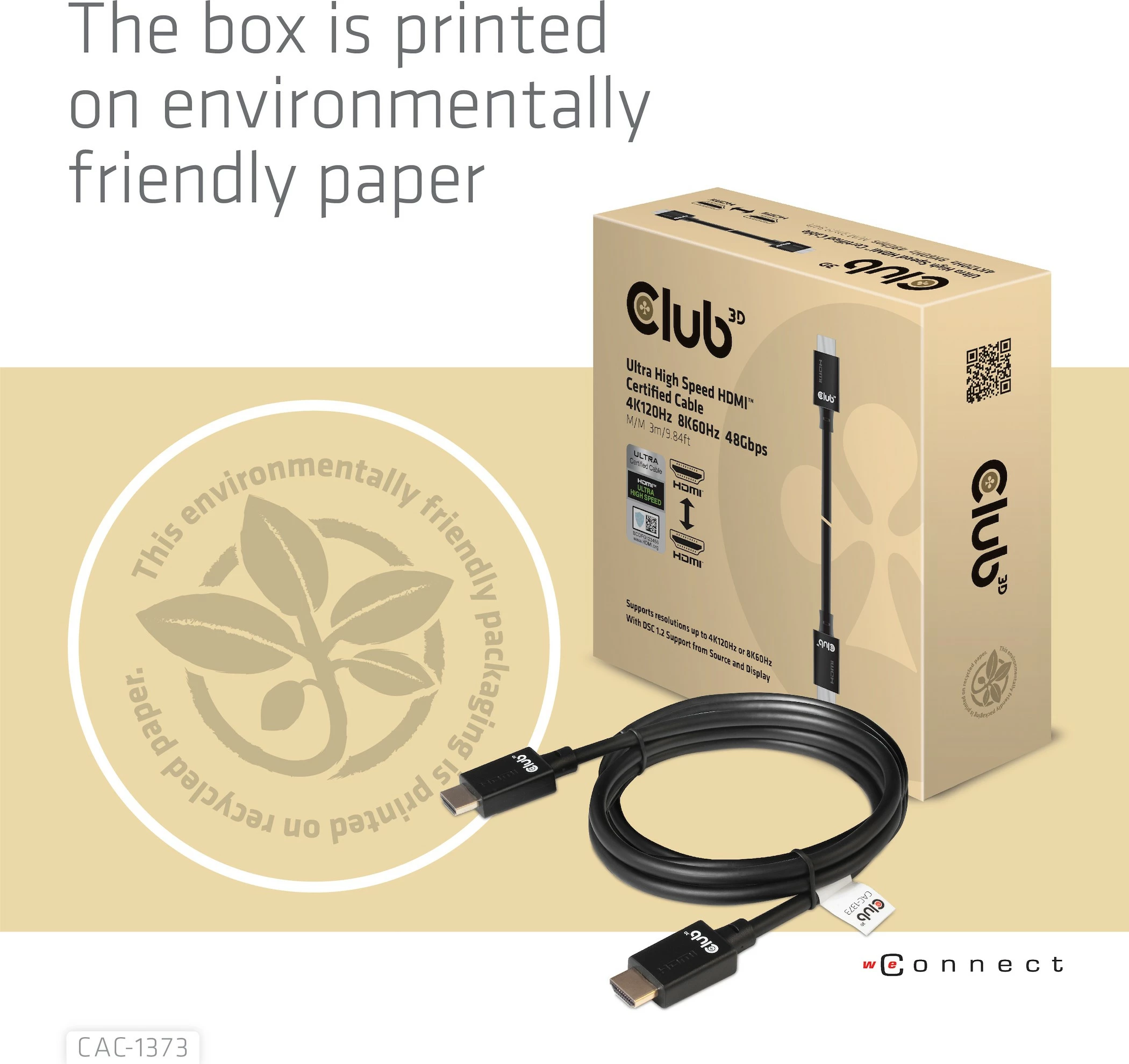 Kabllo HDMI Club3D Ultra High Speed 3m, 48Gbps, e zezë