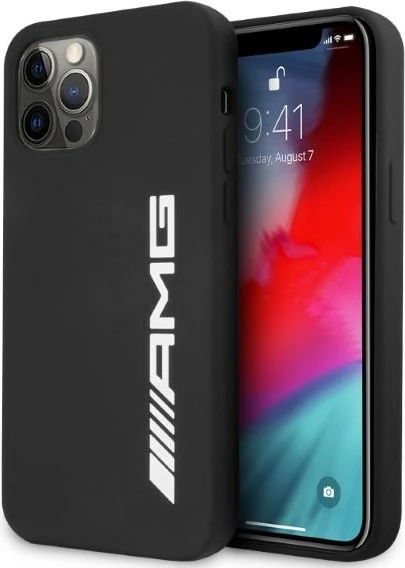 Mbështjellës Mercedes AMG Silicone Big Logo për iPhone 12 Pro Max, i zi