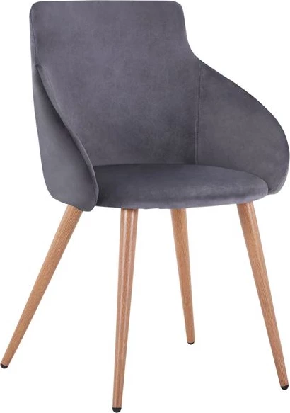 Karrige me krahë Ivy kadife gri dhe këmbë metalike FH8546.01 55x55x80 cm, set prej 2 copë