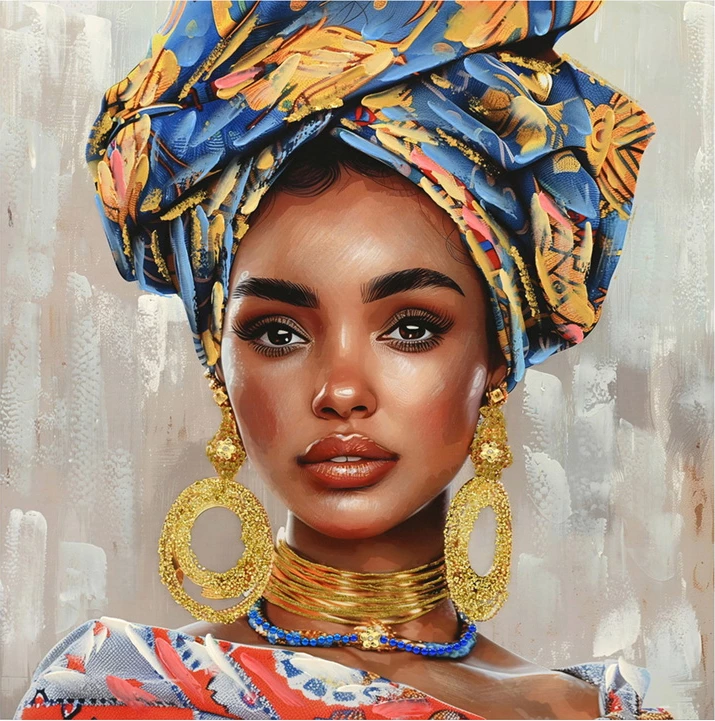 Pikturë kanavacë me turban, shumëngjyrëshe, 80x3x80cm