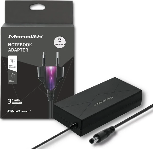 Karikues Qoltec për laptop HP, 150W, 19.5V, 7.7A + adapter 
