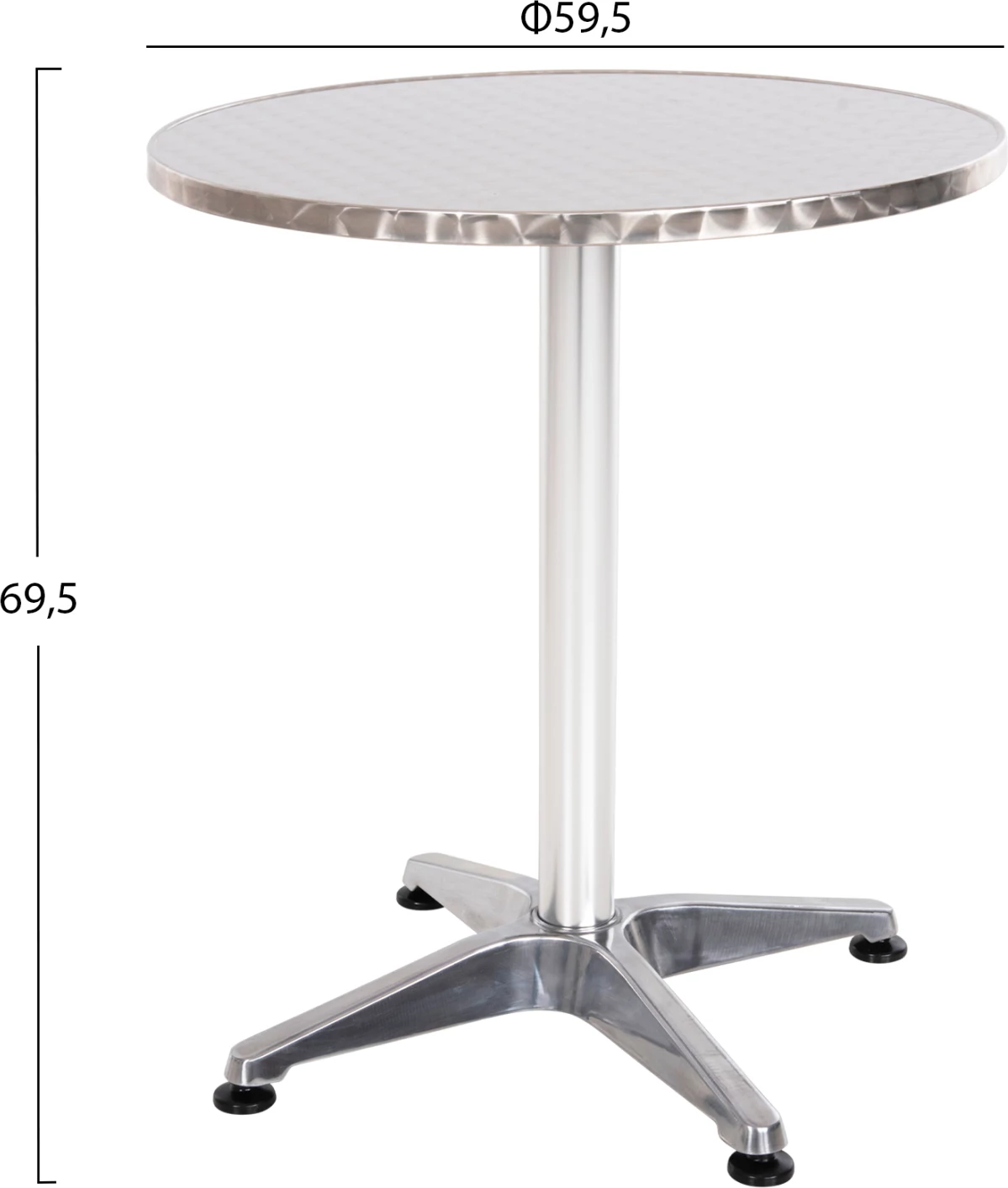 Tavolinë rrethore alumini FRODO FH5539 ngjyrë metalike-4-bazë me katër këmbë Φ59,5x69,5Hcm