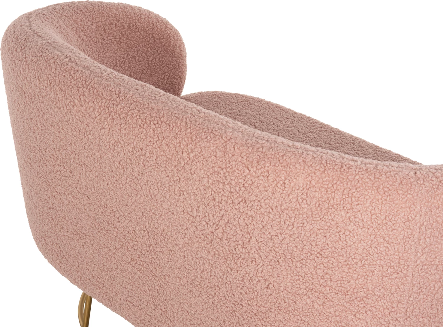 Divan 2-vendësh ARIEN FH8492.22 ngjyrë rozë e zbehtë boucle dhe bazë metali ari 130x75x85Hcm