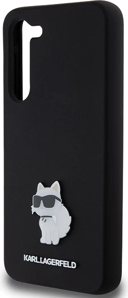 Mbështjellës Karl Lagerfeld Silicone Choupette Metal Pin për Samsung Galaxy S23+, i zi