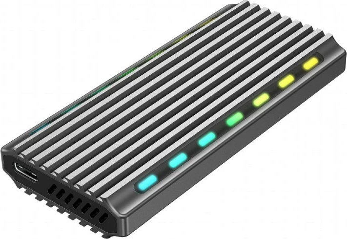Kasë Gembird EE2280-U3C-03 për M.2 NVMe/NGFF, USB 3.1, Alumini, me LED RGB