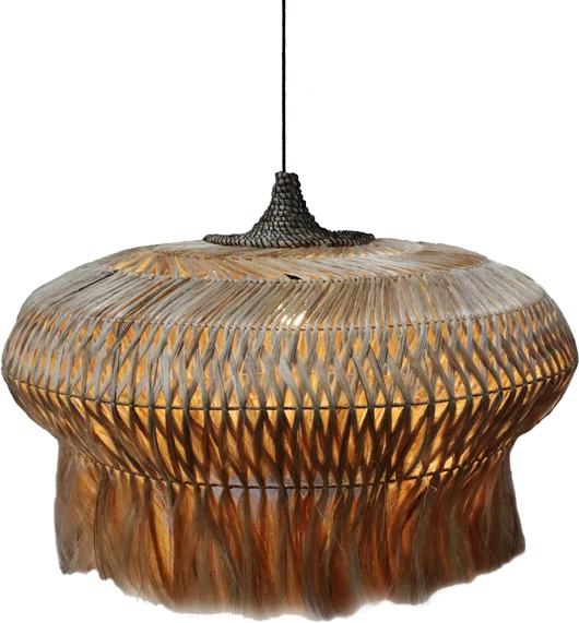 Llambë tavani Pozarne Inart dru abaca, ngjyrë natyrale, D90x55cm