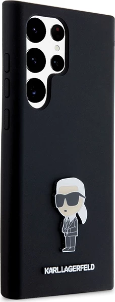Mbështjellës Karl Lagerfeld Silicone Ikonik Metal Pin për Samsung Galaxy S23 Ultra, i zi
