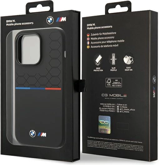 Mbështjellës BMW Silicone Pattern për iPhone 15 Pro Max, i zi