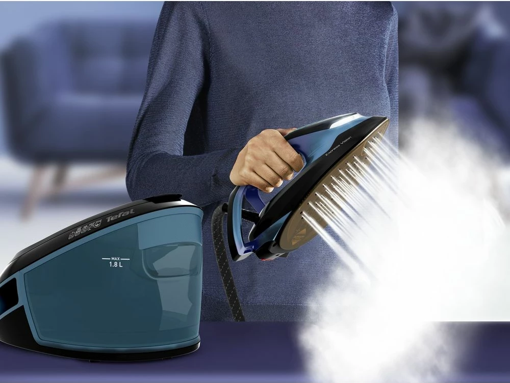 Hekur me gjenerator avulli, Tefal Express Vision SV8151E0, 2800W 7 bar 1.8L LED, blu-ezezë