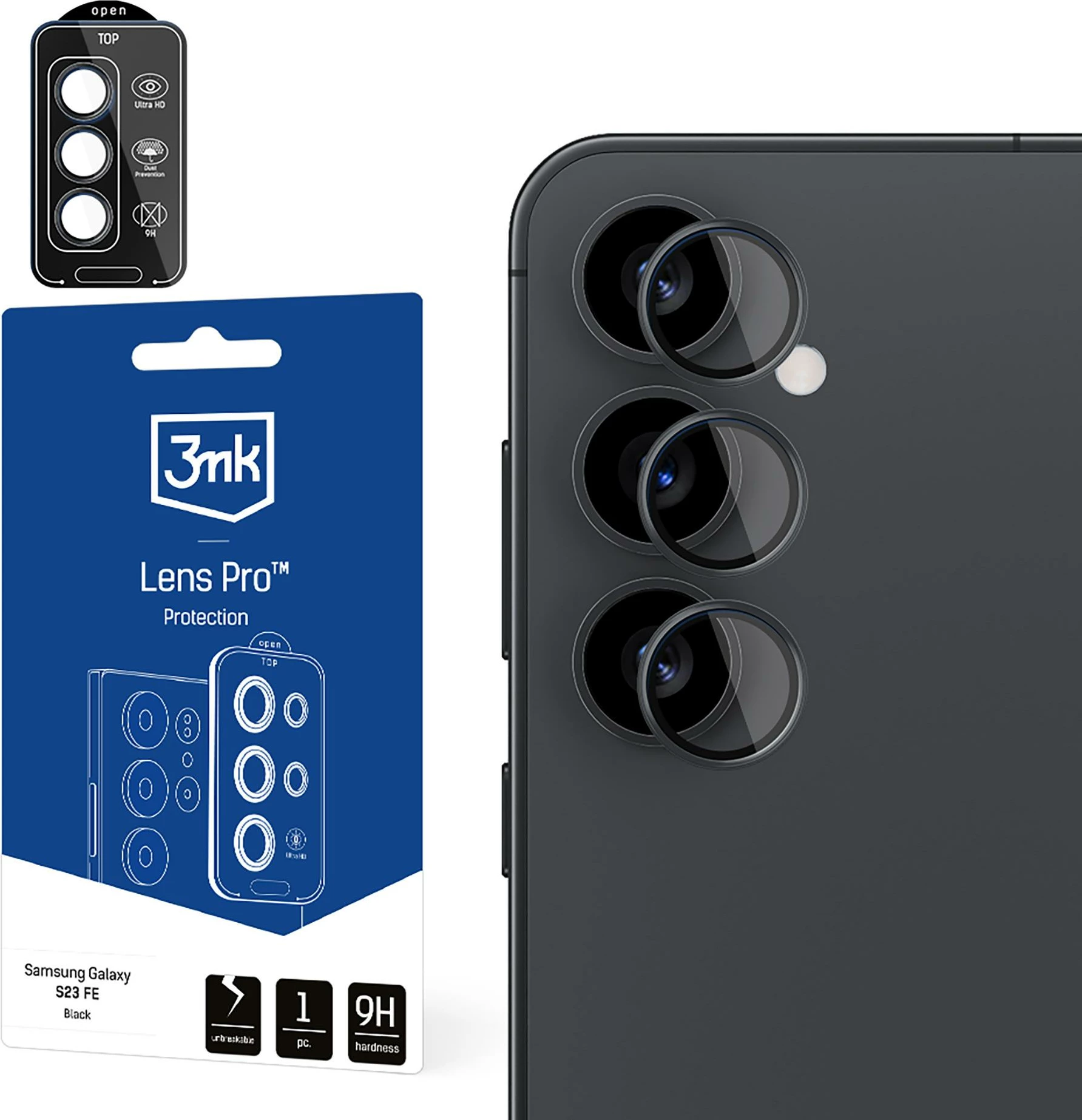 Mbrojtës xhami për kamerë 3mk Protection Lens Pro, për Samsung Galaxy S25, i zi