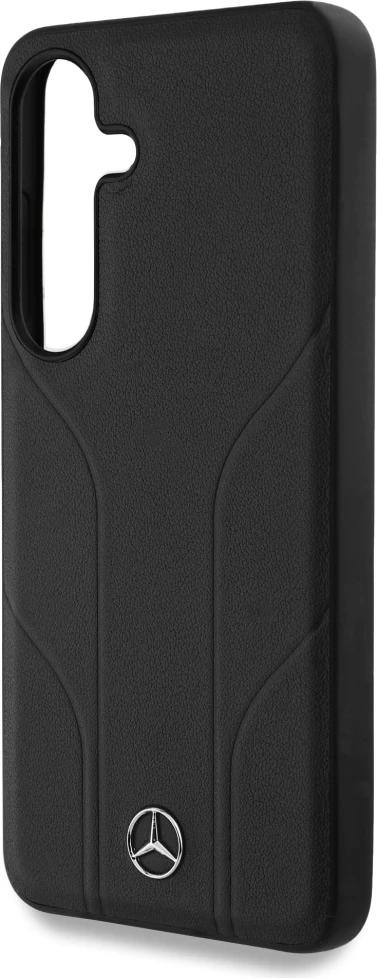 Mbështjellës Mercedes Leather Debossed Lines MagSafe për Samsung Galaxy S25, i zi