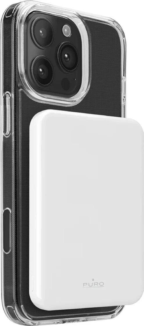 Powerbank Puro Mag Plus 5000mAh, Qi2, MagSafe, 20W, USB-C, Bardhë