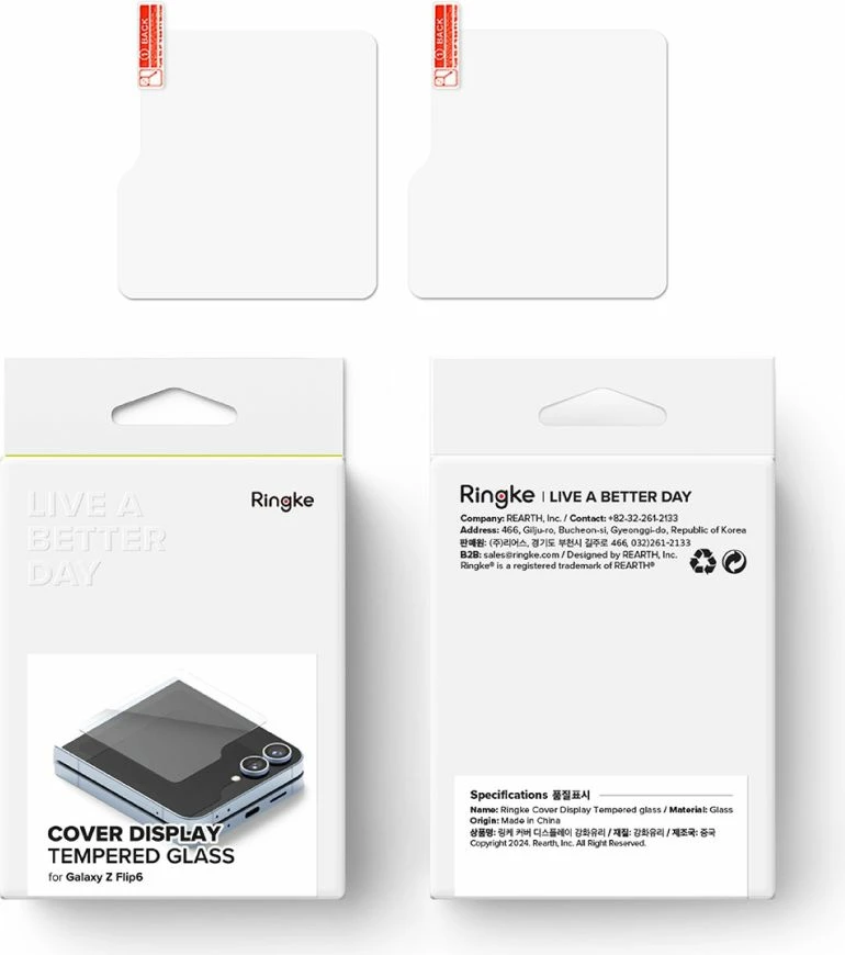 Mbështjellës xhami i temperuar Ringke për ekran të jashtëm Samsung Galaxy Z Flip 6, 2 copë
