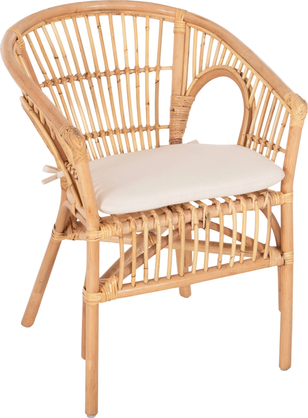 Karrige DAMPAR FH9929.04 ratan, jastëk i bardhë, 59x61x80 cm