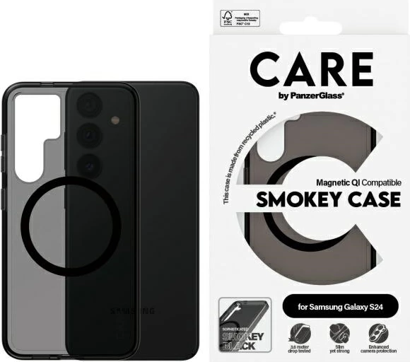 Mbështjellës PanzerGlass CARE Flagship QI për Samsung Galaxy S24, i zi