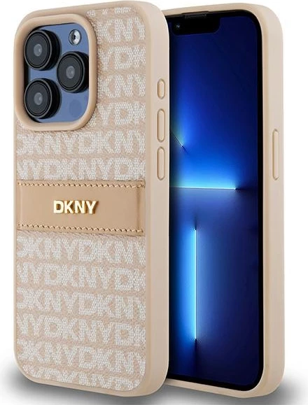 Mbështjellës DKNY Mono Stripe & Metal Logo për iPhone 15 Pro, Rozë