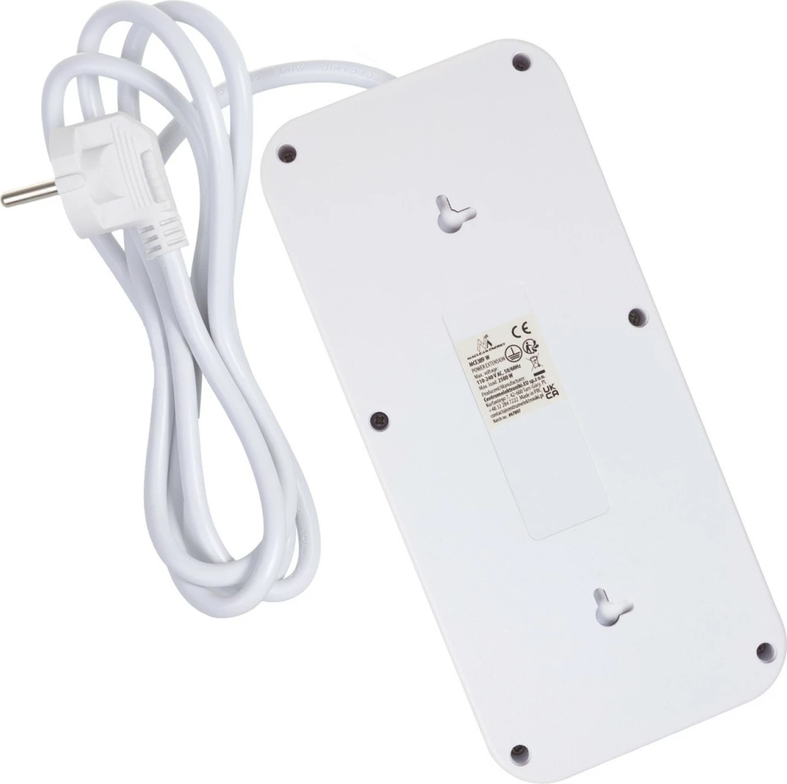 Zgjatues rryme Maclean MCE389 W 6x Schuko, 4x USB-A + 1x USB-C, 1.5 m, 2500W, me çelës, i bardhë