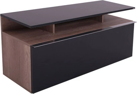 Kabinet TV Temano, ngjyrë e zezë me shkëlqim-dru arre, 117x40x48cm