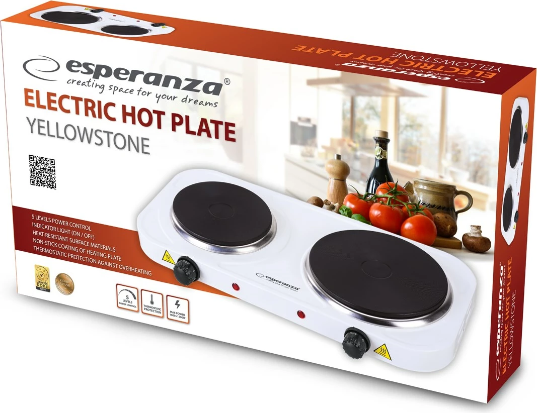 Sobë elektrike Esperanza EKH014W me 2 zona, e bardhë