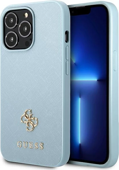 Mbështjellës Guess Saffiano 4G Small Metal Logo për iPhone 13 Pro / 13, Blu