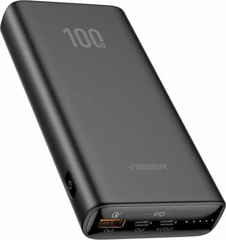 Powerbank VEGER T100 20000mAh PD 100W, black, set 1 copë
